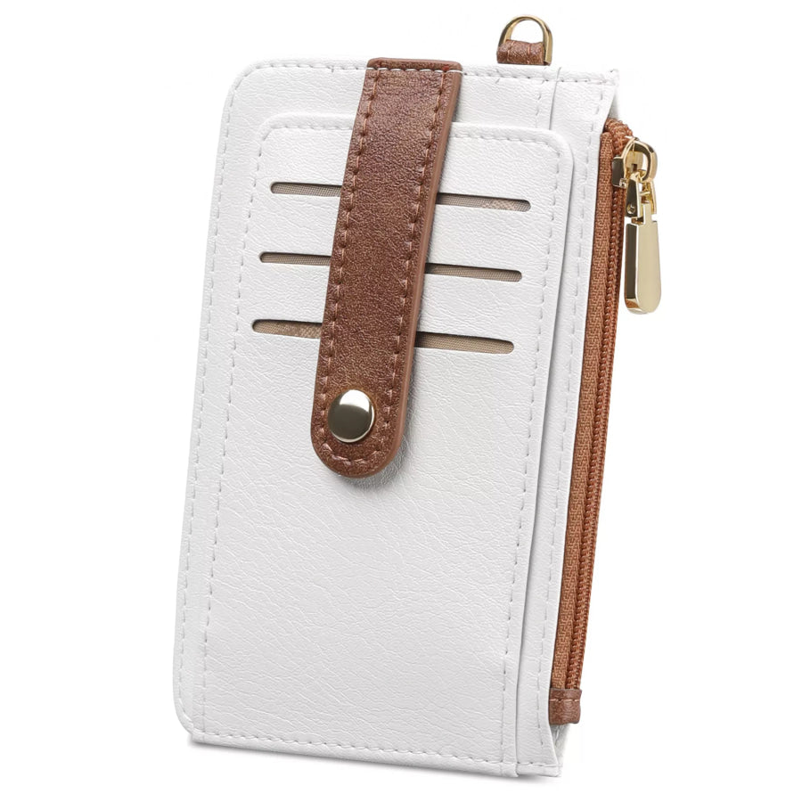 Zippered Leather Card Holder Wallet White / ONESIZE Apparel and Accessories