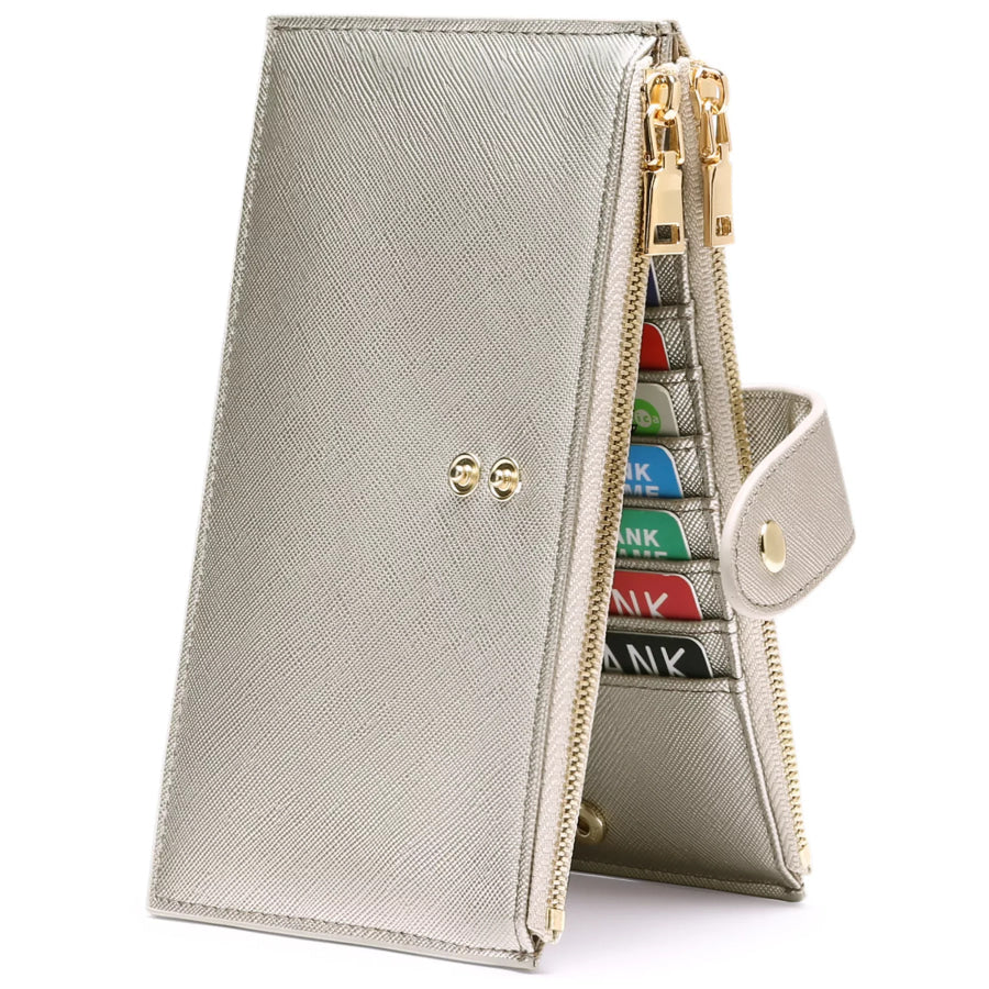 Zippered Long Wallet Silver / ONESIZE Apparel and Accessories