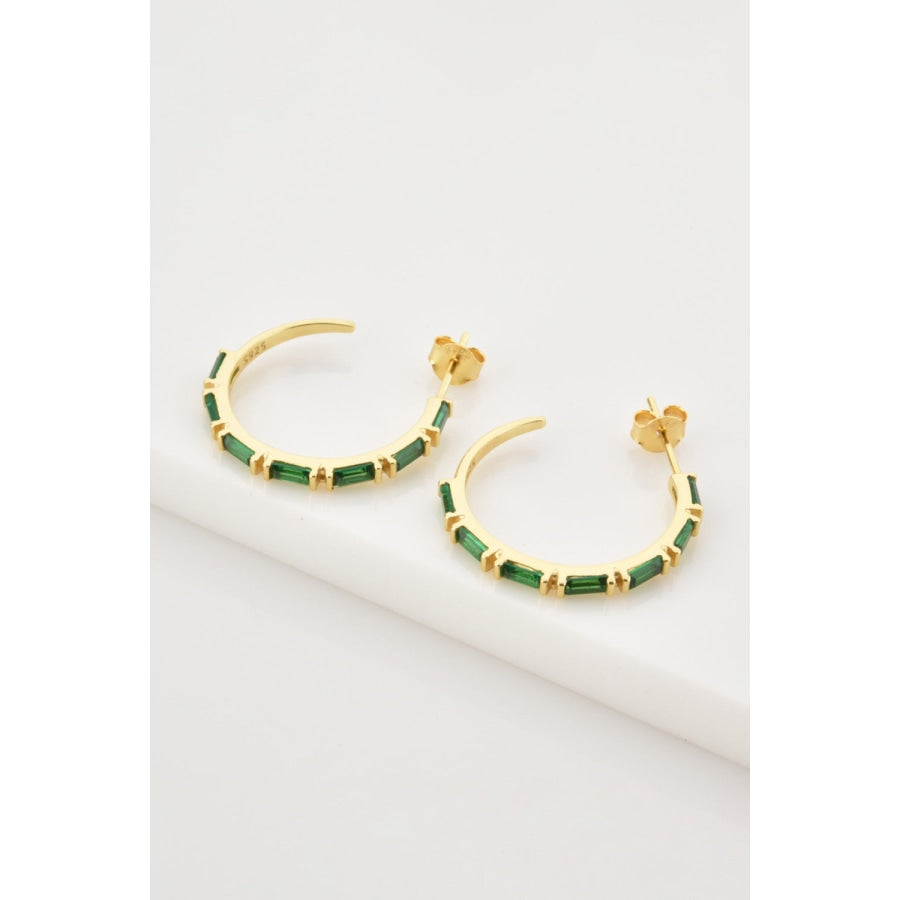 Zircon 925 Sterling Silver C-Hoop Earrings