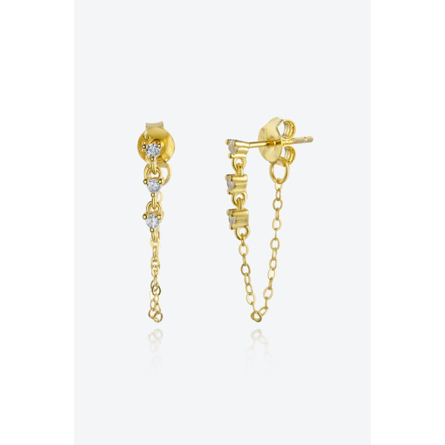 Zircon 925 Sterling Silver Chain Earrings Gold / One Size