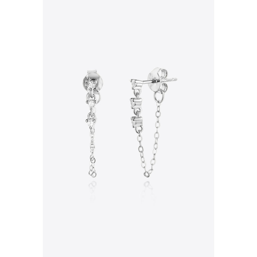 Zircon 925 Sterling Silver Chain Earrings Silver / One Size