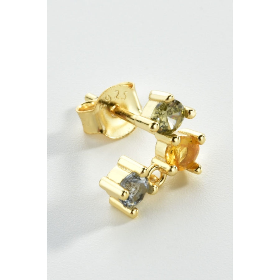 Zircon 925 Sterling Silver Earrings Gold / One Size