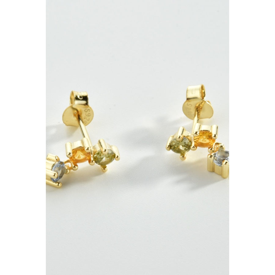 Zircon 925 Sterling Silver Earrings Gold / One Size