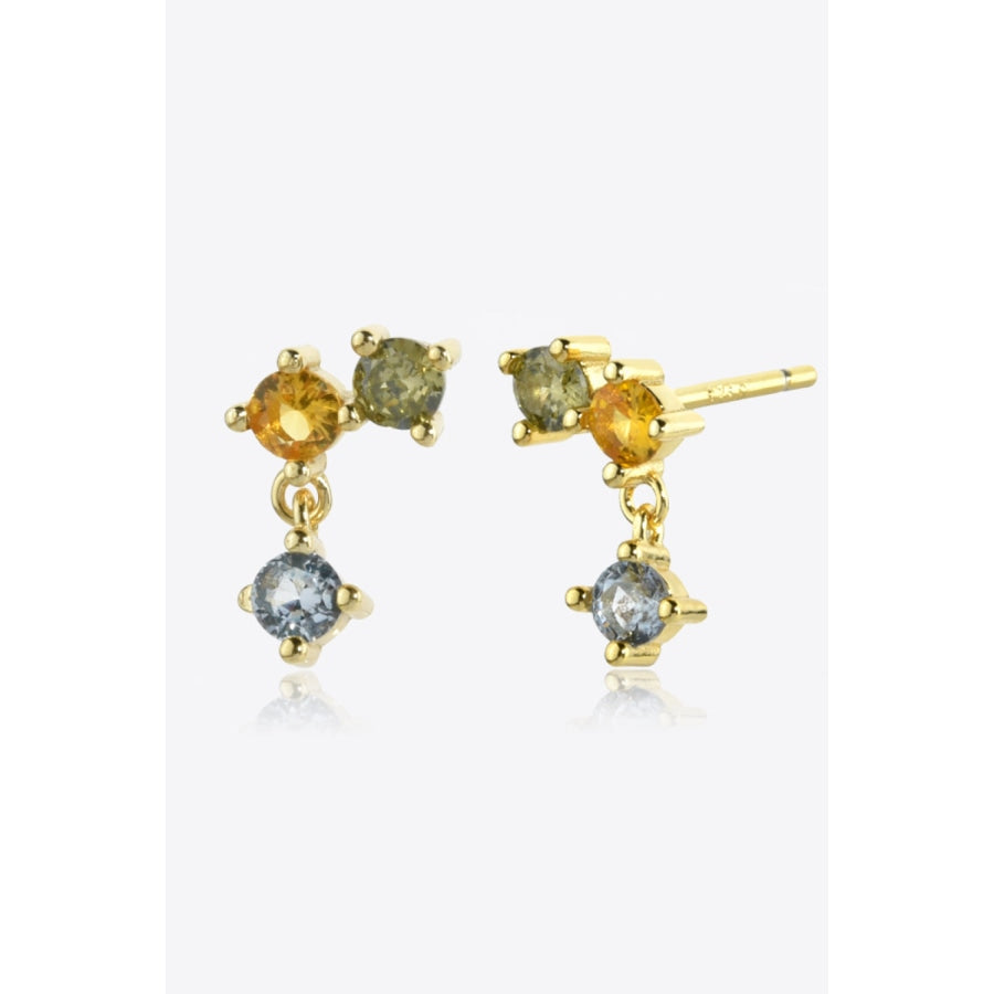 Zircon 925 Sterling Silver Earrings Gold / One Size