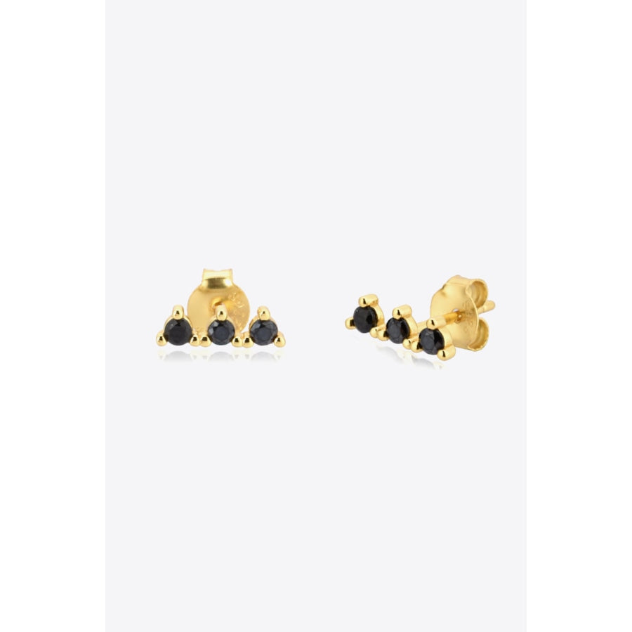 Zircon 925 Sterling Silver Earrings Gold/Black / One Size