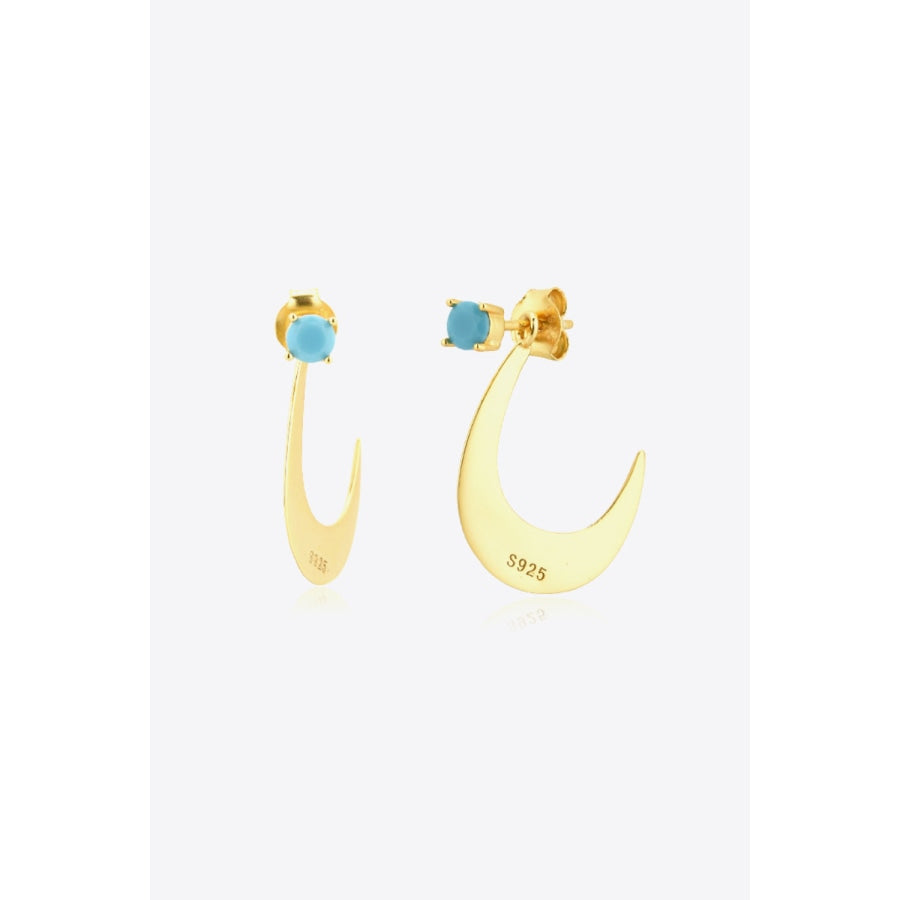 Zircon 925 Sterling Silver Earrings Gold/Blue / One Size