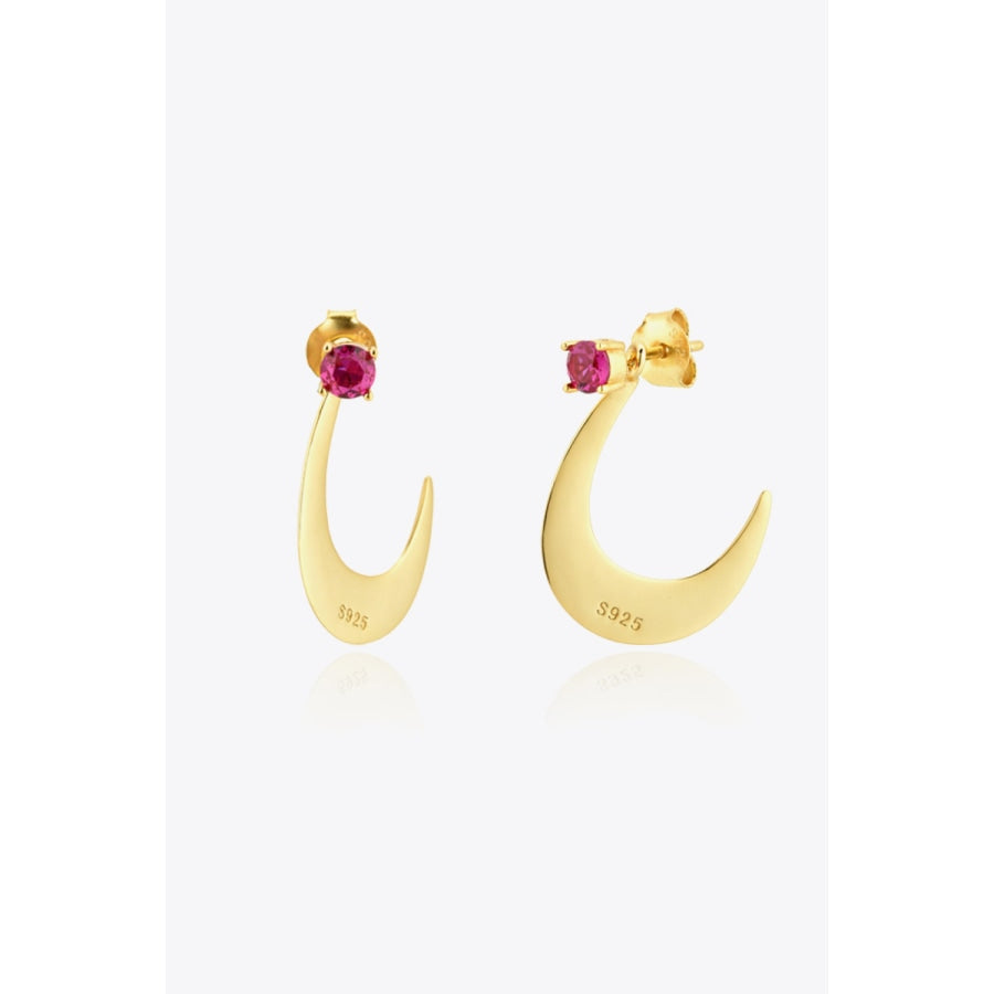 Zircon 925 Sterling Silver Earrings Gold/Rose / One Size