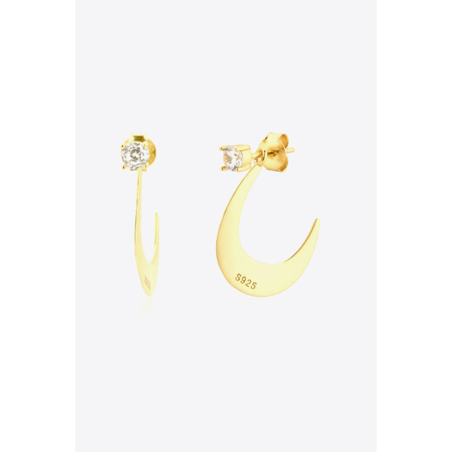 Zircon 925 Sterling Silver Earrings Gold/White / One Size