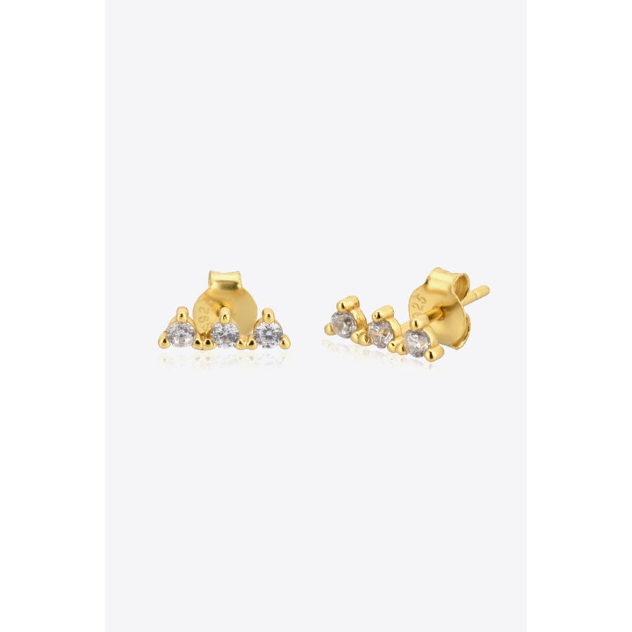 Zircon 925 Sterling Silver Earrings Gold/White / One Size