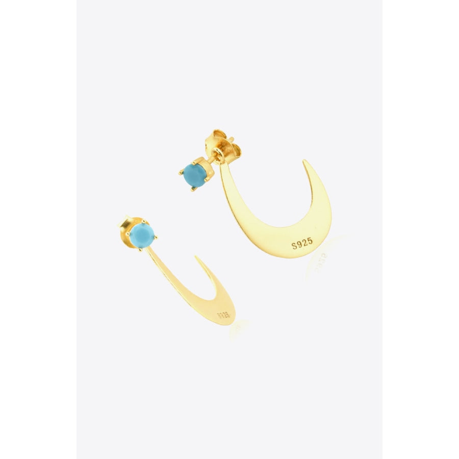 Zircon 925 Sterling Silver Earrings Gold/Blue / One Size