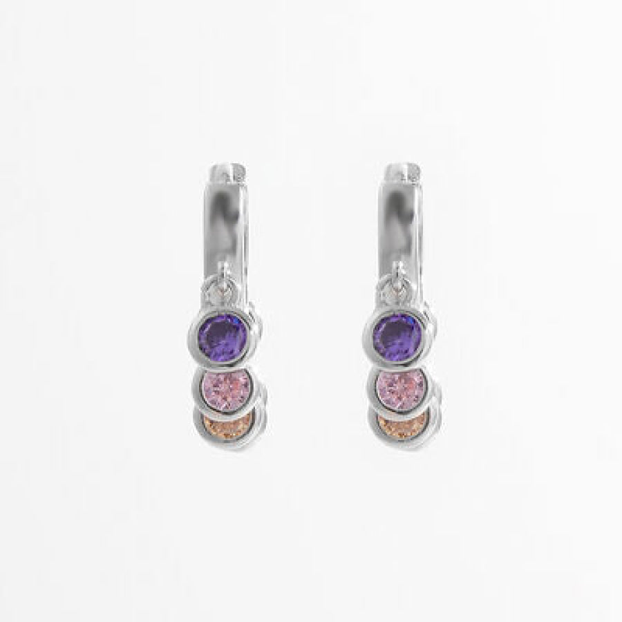 Zircon 925 Sterling Silver Huggie Earrings / One Size Apparel and Accessories
