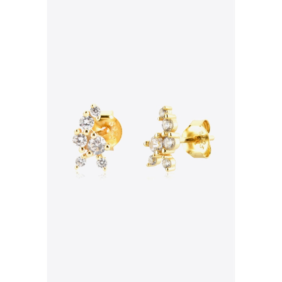 Zircon 925 Sterling Silver Stud Earrings Gold / One Size