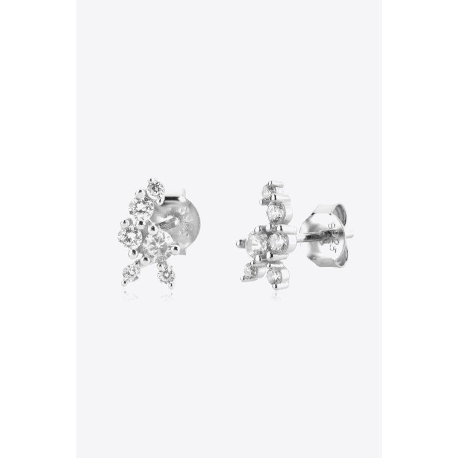 Zircon 925 Sterling Silver Stud Earrings Silver / One Size