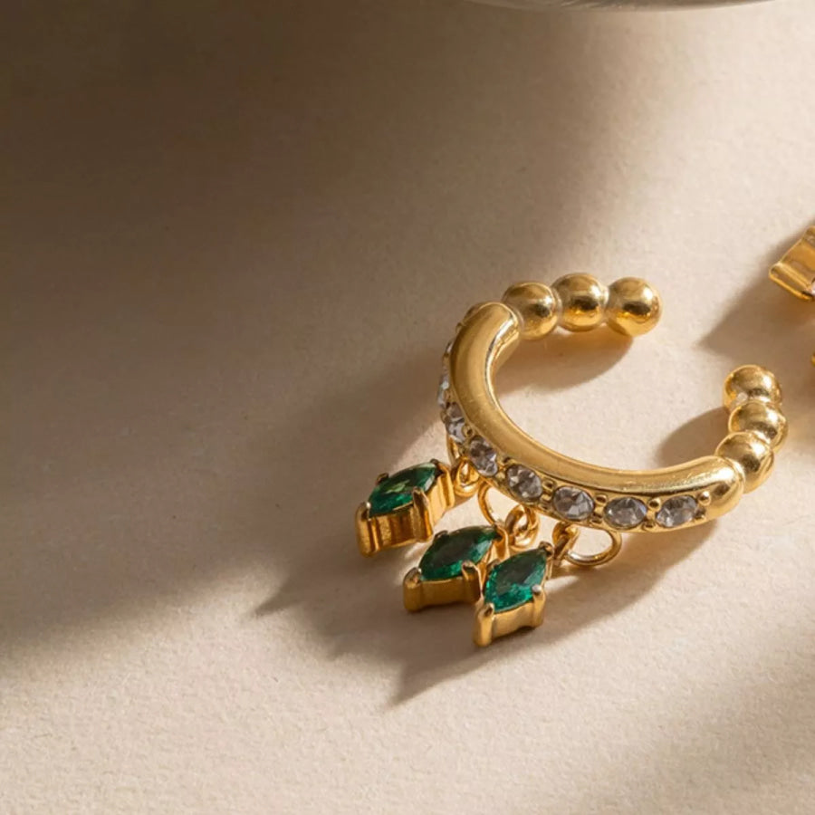 Zircon Beaded Ear Cuffs Gold / onesize Apparel and Accessories