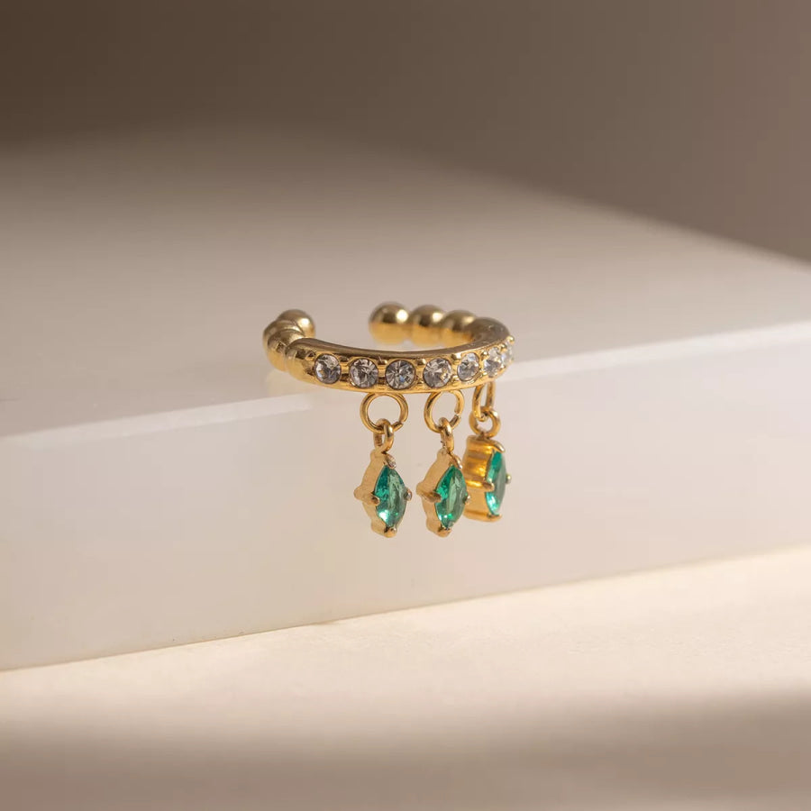 Zircon Beaded Ear Cuffs Gold / onesize Apparel and Accessories