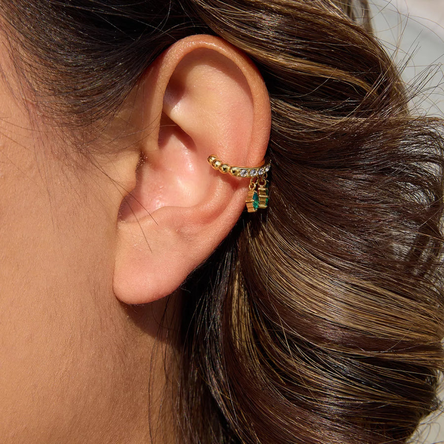 Zircon Beaded Ear Cuffs Gold / onesize Apparel and Accessories