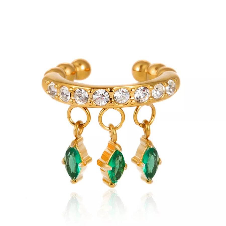 Zircon Beaded Ear Cuffs Gold / onesize Apparel and Accessories