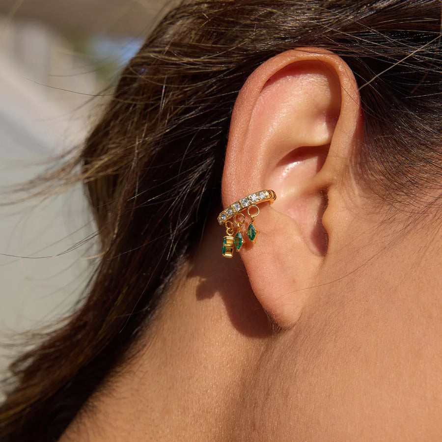 Zircon Beaded Ear Cuffs Gold / onesize Apparel and Accessories