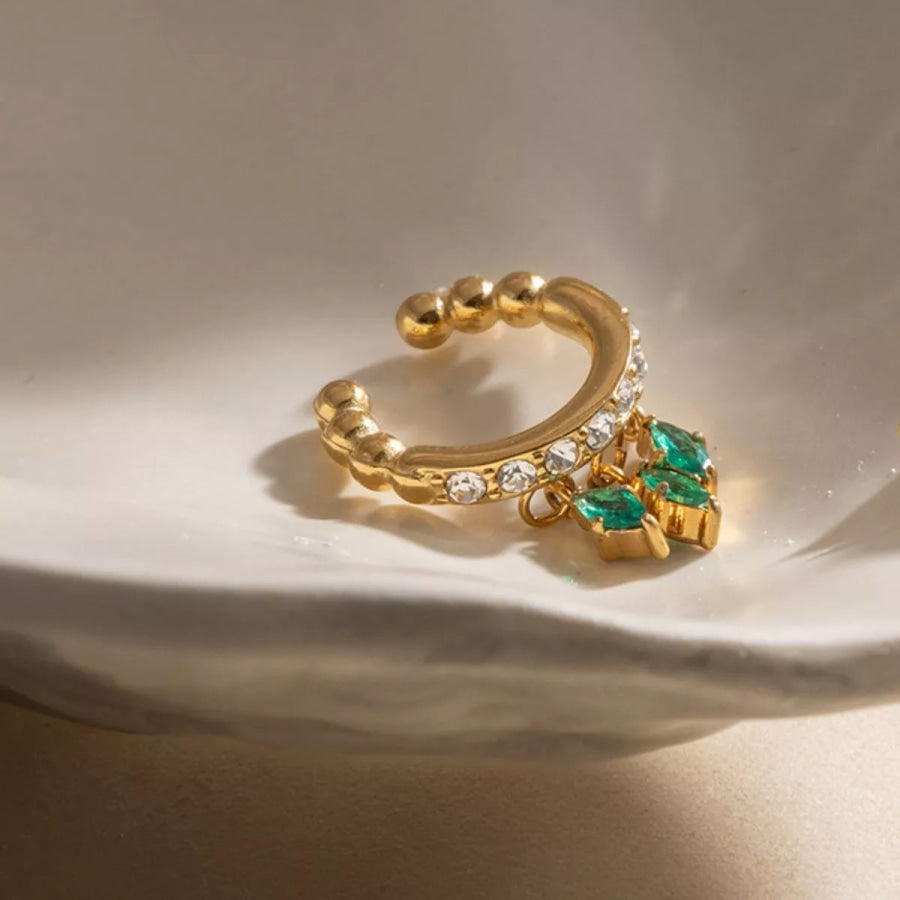 Zircon Beaded Ear Cuffs Gold / onesize Apparel and Accessories