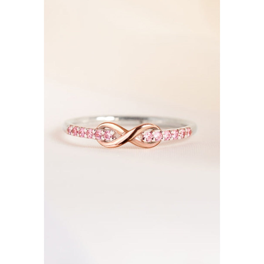 Zircon Crisscross 925 Sterling Silver Ring Silver/Rose / 5