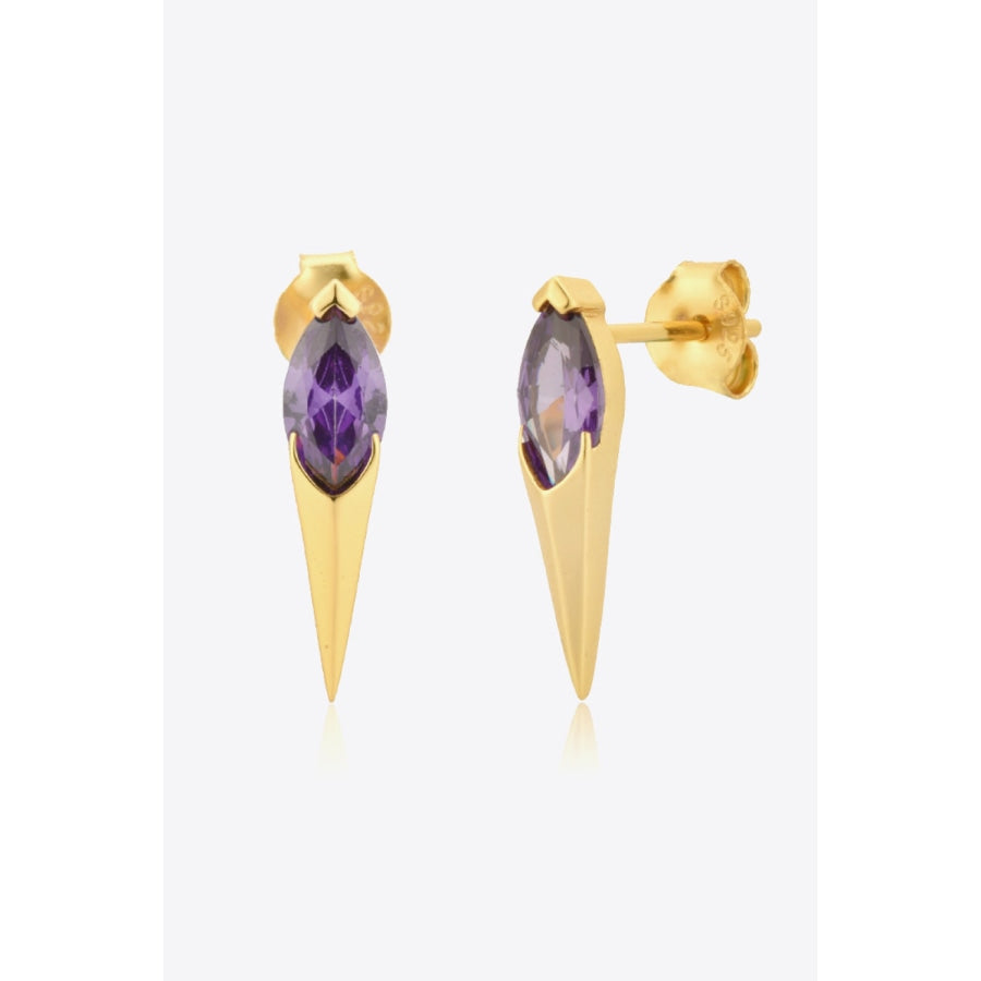 Zircon Decor 925 Sterling Silver Earrings Gold/Purple / One Size