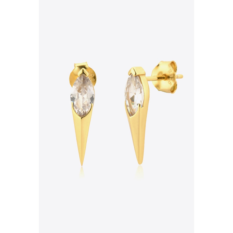 Zircon Decor 925 Sterling Silver Earrings Gold/White / One Size