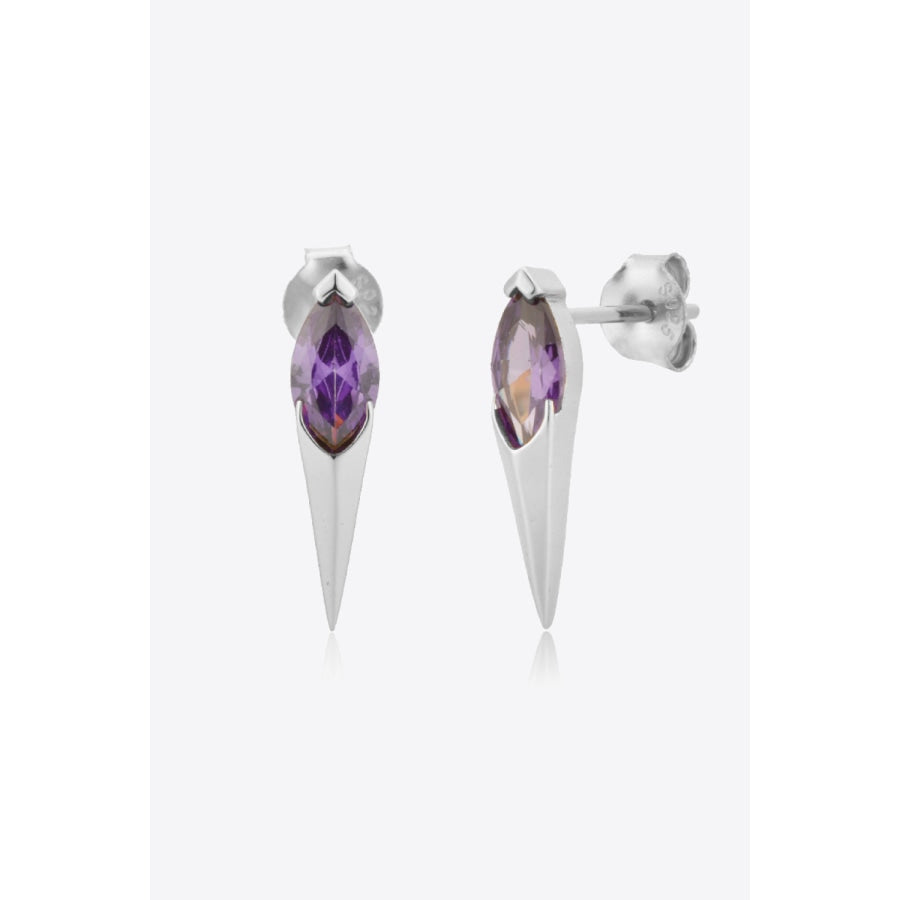 Zircon Decor 925 Sterling Silver Earrings Silver/Purple / One Size