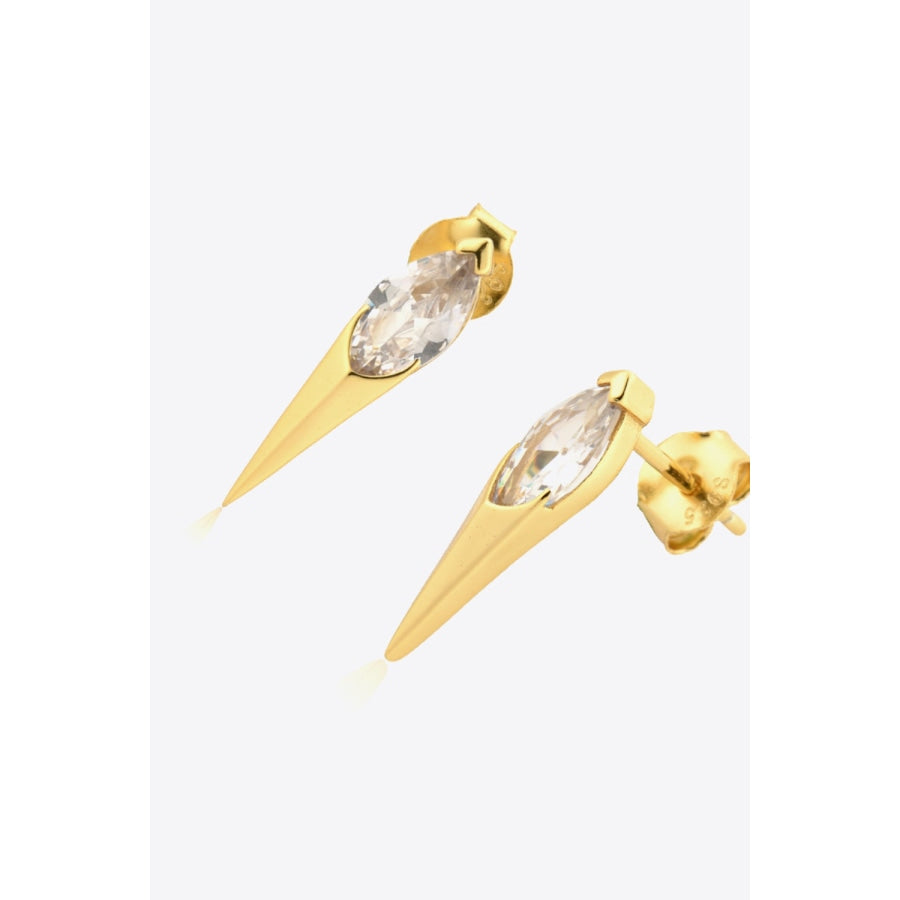 Zircon Decor 925 Sterling Silver Earrings Gold/White / One Size