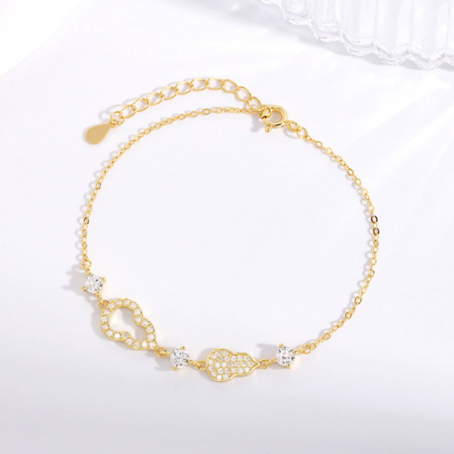Zircon Gourd Adjustable Bracelet Gold / One Size Apparel and Accessories
