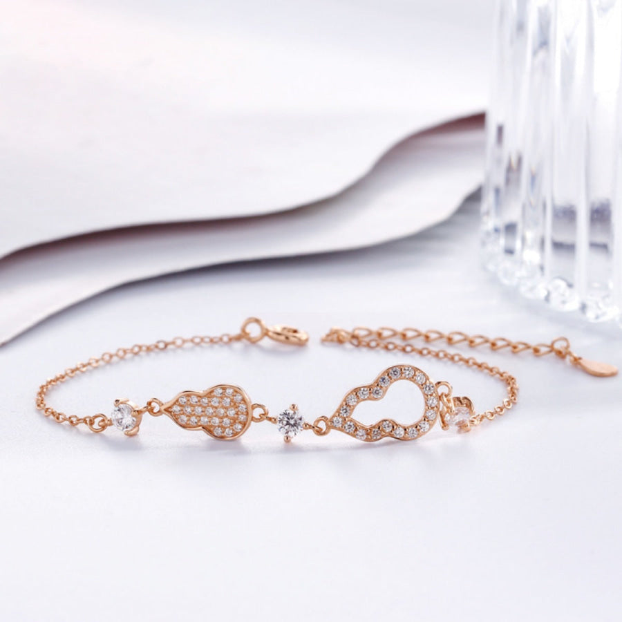 Zircon Gourd Adjustable Bracelet Rose Gold / One Size Apparel and Accessories