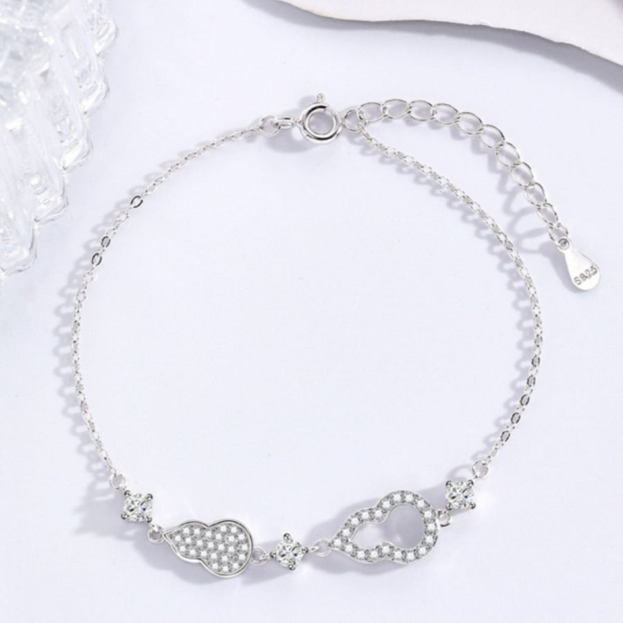 Zircon Gourd Adjustable Bracelet Silver / One Size Apparel and Accessories