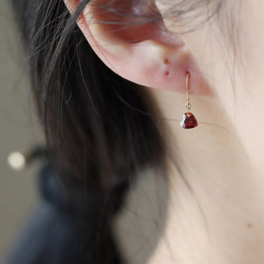 Zircon Heart Drop Earrings Red / One Size Apparel and Accessories