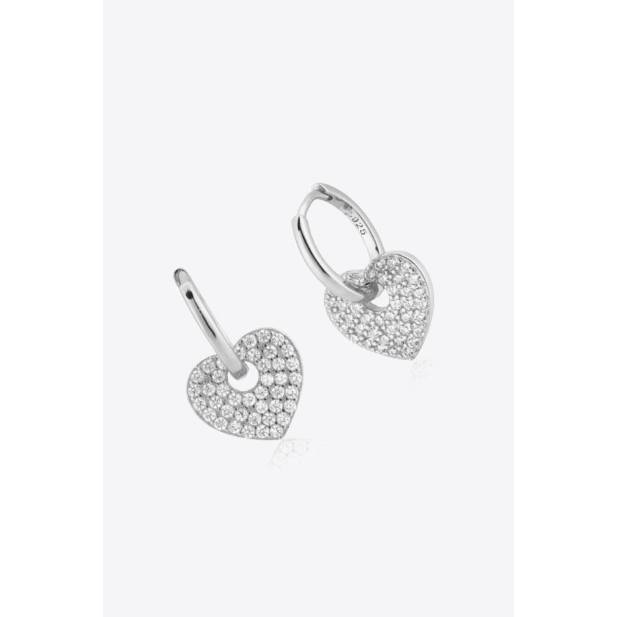 Zircon Heart Drop Huggie Earrings