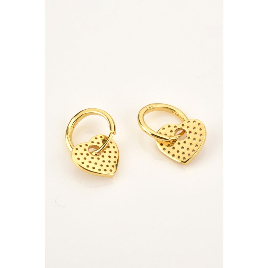 Zircon Heart Drop Huggie Earrings