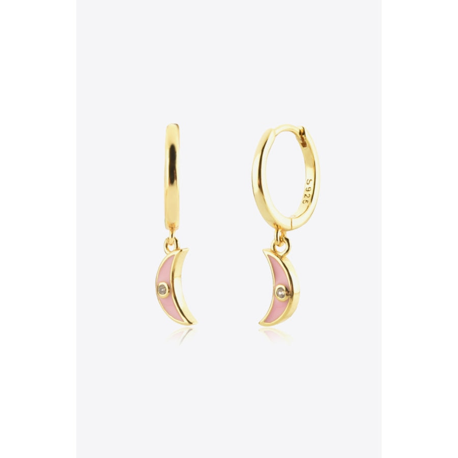 Zircon Moon Drop Huggie Earrings Blush Pink / One Size