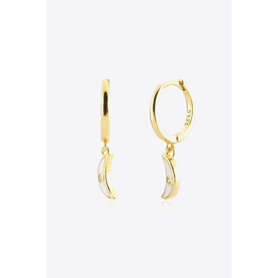 Zircon Moon Drop Huggie Earrings White / One Size