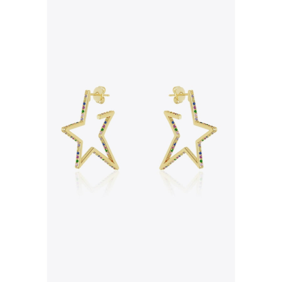 Zircon Star 925 Sterling Silver Earrings Gold/Multi / One Size