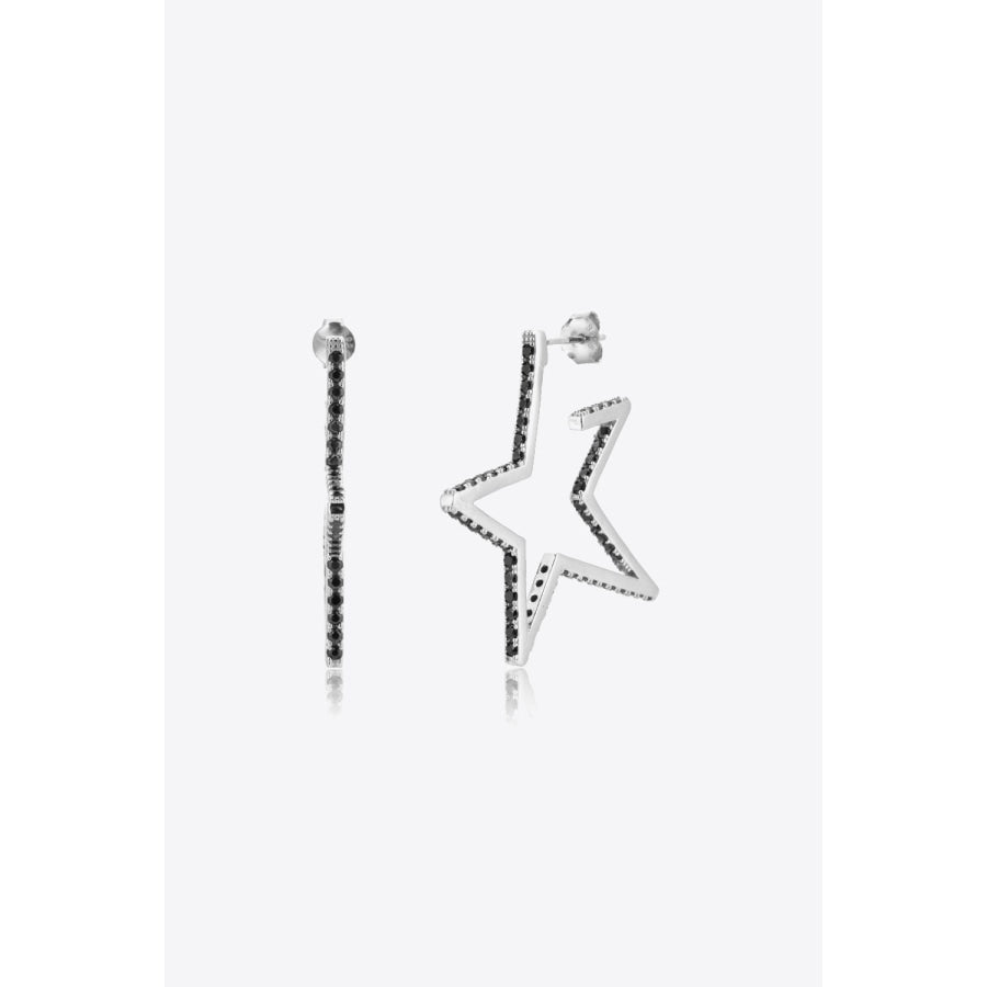 Zircon Star 925 Sterling Silver Earrings Silver/Black / One Size