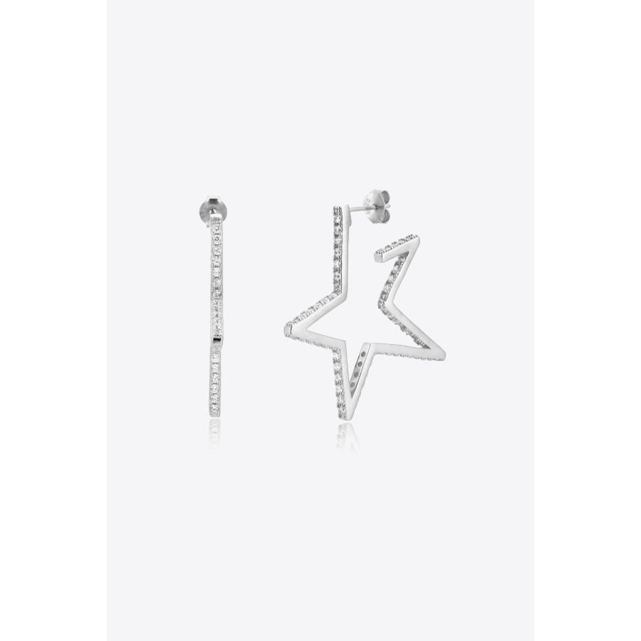 Zircon Star 925 Sterling Silver Earrings Silver/White / One Size