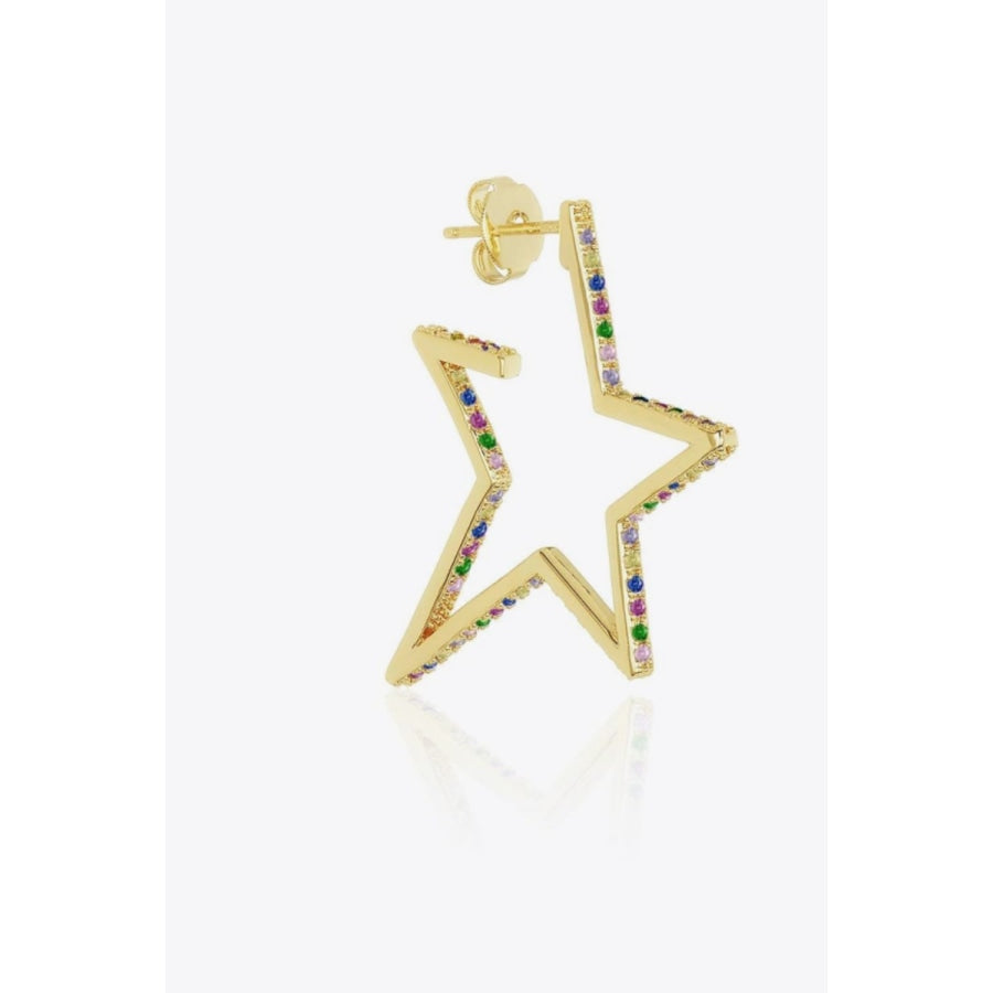 Zircon Star 925 Sterling Silver Earrings Gold/Multi / One Size