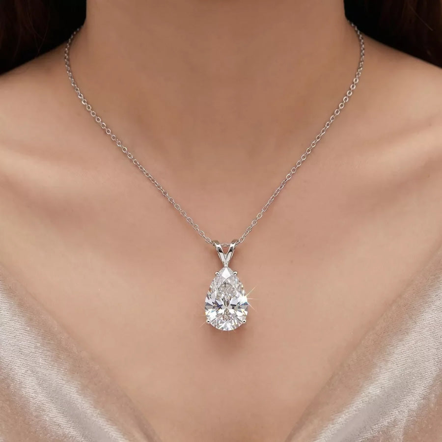Zircon Teardrop Necklace Silver / onesize Apparel and Accessories