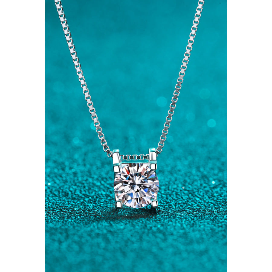 1 Carat Moissanite 925 Sterling Silver Chain Necklace Silver / One Size