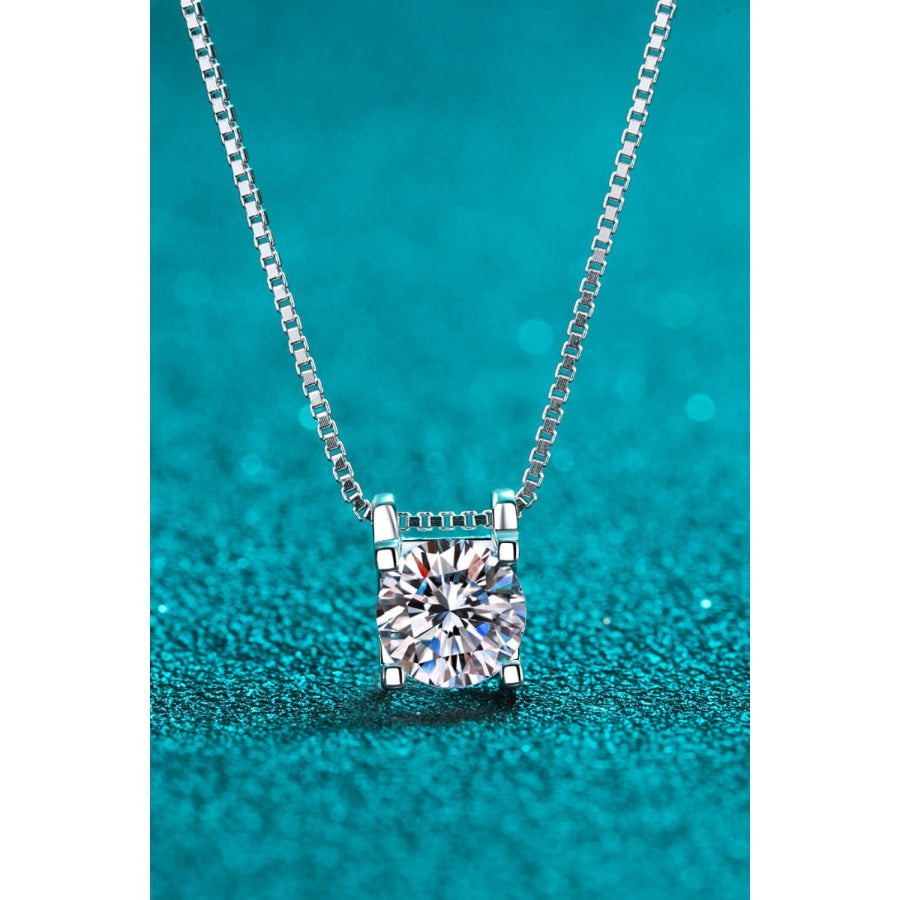 1 Carat Moissanite 925 Sterling Silver Chain Necklace Silver / One Size