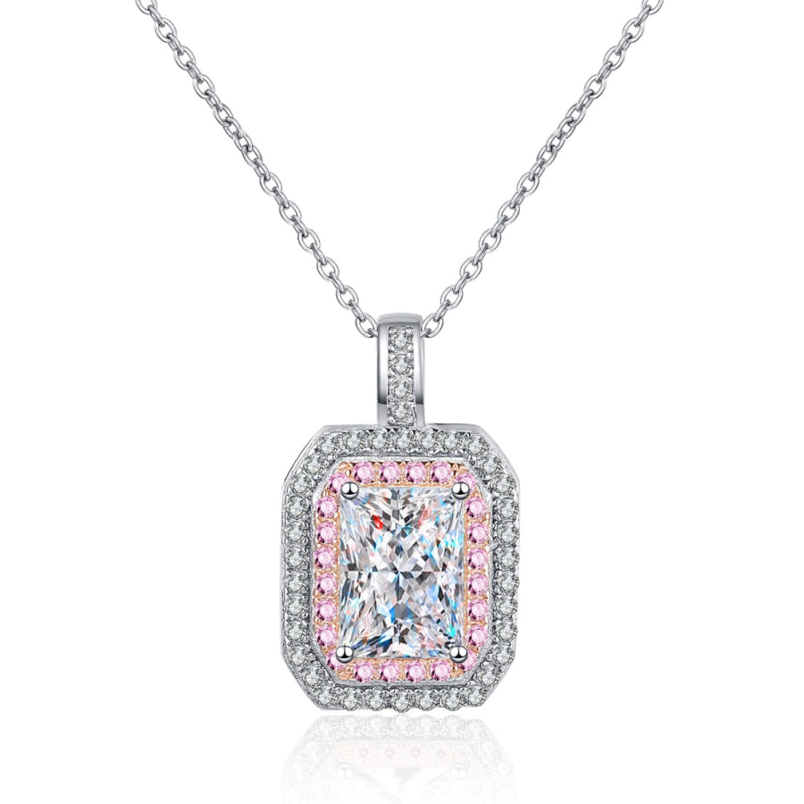 1 Carat Moissanite Geometric Pendant Chain Necklace Silver / One Size