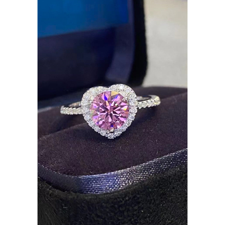 1 Carat Moissanite Heart Ring Pink Heart / 4.5 Rings