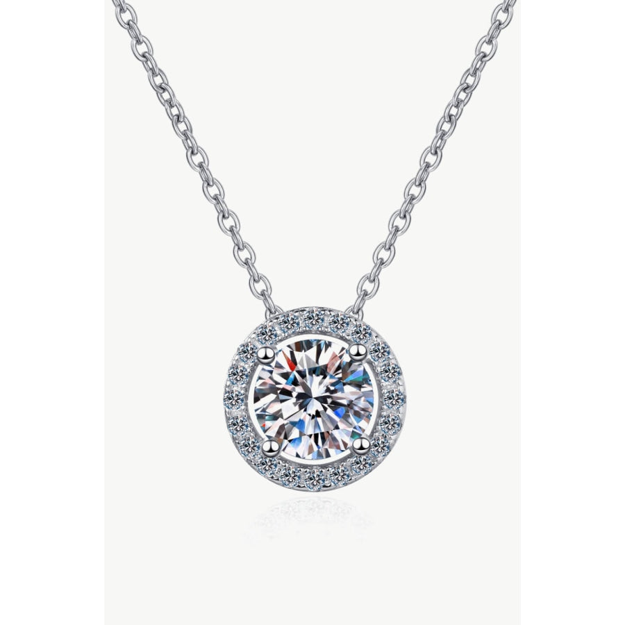 1 Carat Moissanite Round Pendant Chain Necklace Silver / One Size