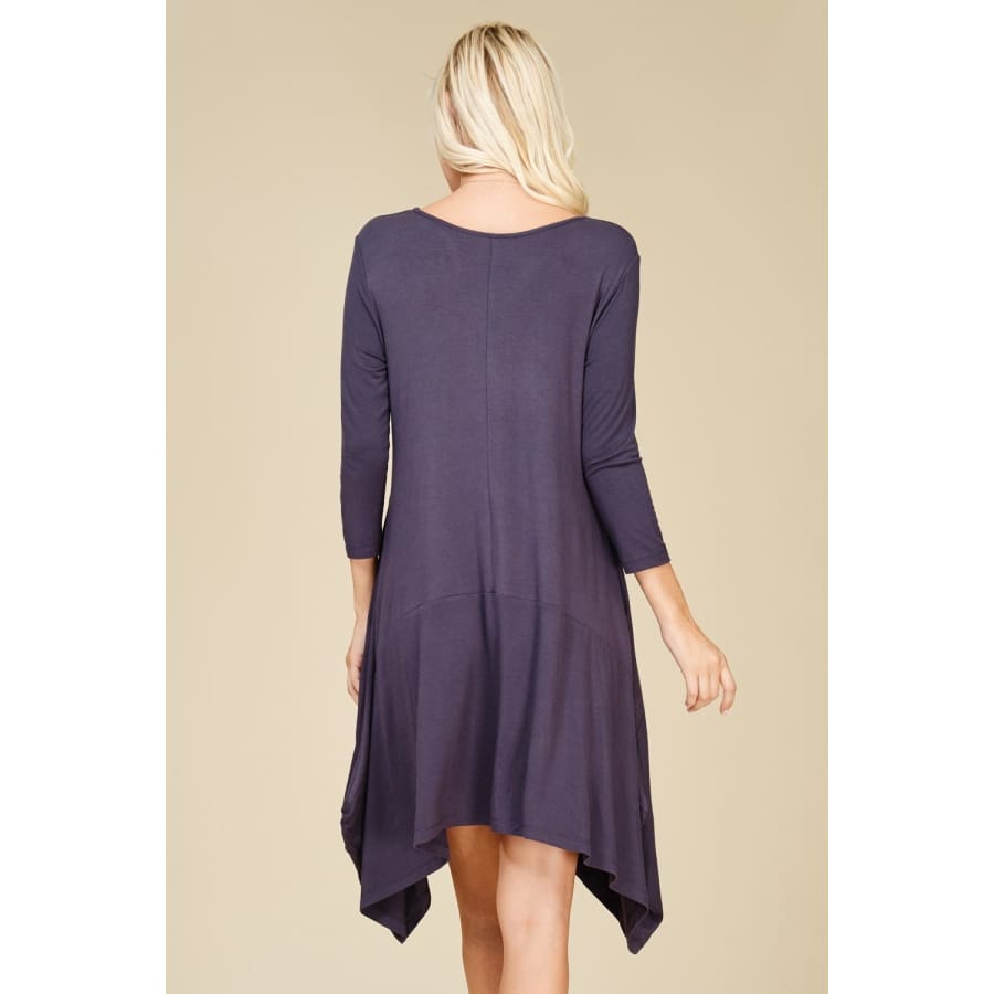 3/4 Sleeve Midi Dress With Pockets S / Slate Dresses