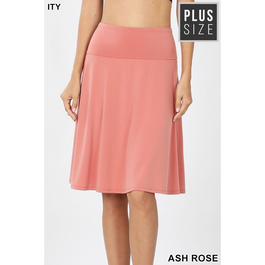 NEW! A-Line Flared Skirt with Fold Over Waist Band Ash Rose / 1XL Skirts