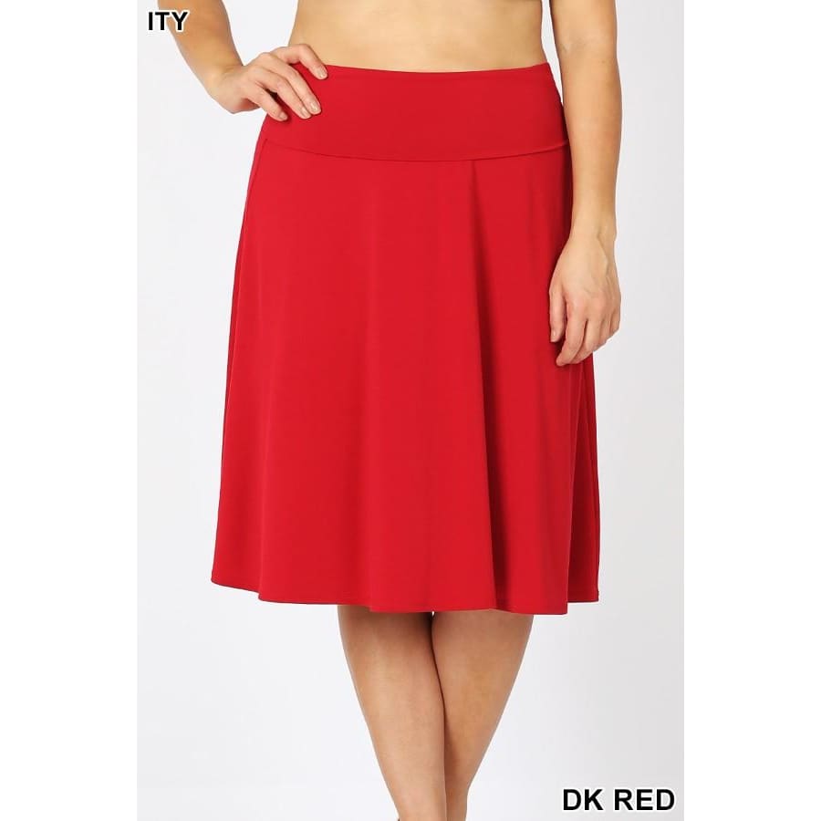 NEW! A-Line Flared Skirt with Fold Over Waist Band Dark Red / S Skirts
