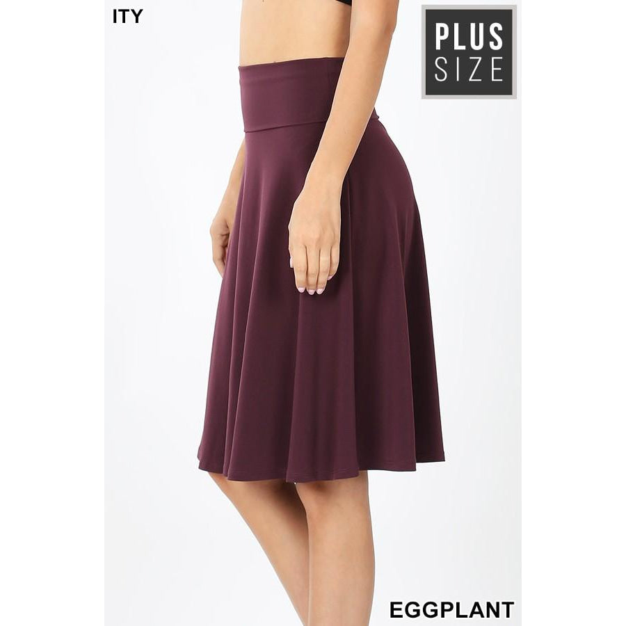 Sandee Rain Boutique - A-Line Flared Skirt with Fold Over
